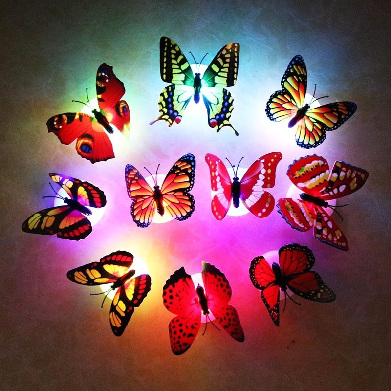 

20pcs/lot Color light Butterfly Wall Stickers easy installation night light Home living kid room Fridage bedroom decor