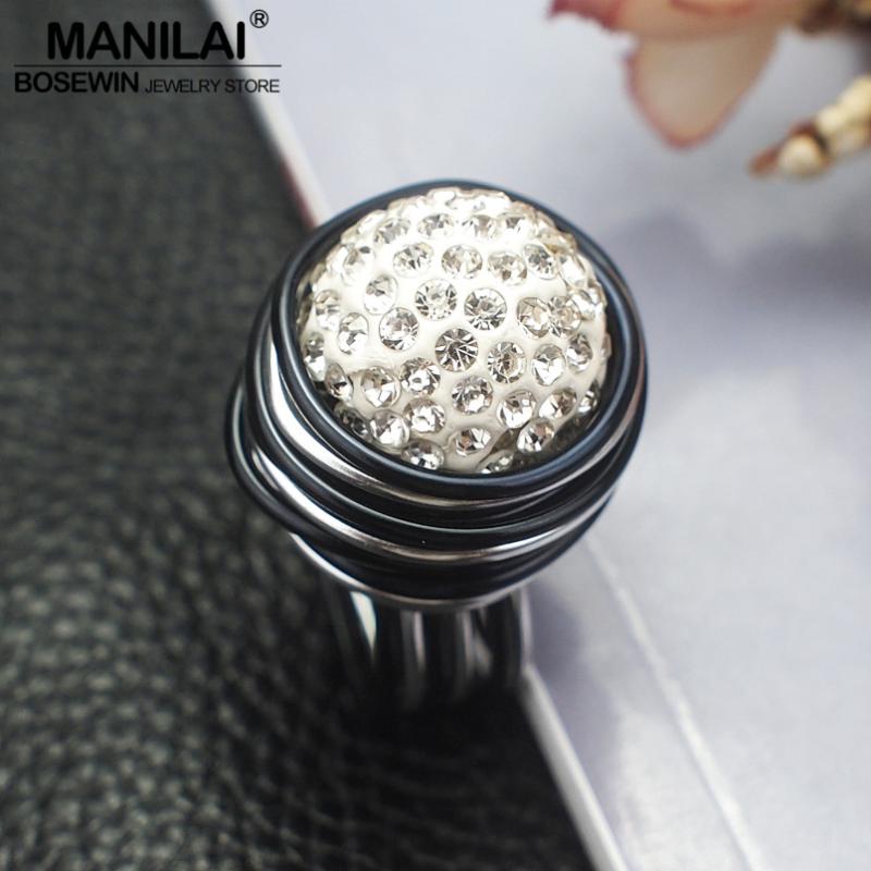 

MANILAI Handmade Bead Rhinestones Rings Women Vintage Fashion Charm Wire Enwind Finger Ring Jewelry