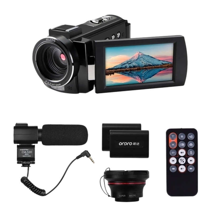 

ORDRO HDV-AE8 4K WiFi Digital Video Camera Camcorder DV Recorder 24MP 16X Digital Zoom IR Night Vision 3 Inch IPS LCD Touchs, Black