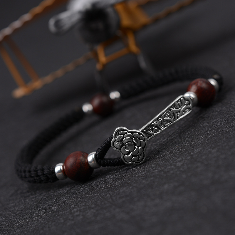 

Fashion new products all the wishful bracelet lobular rosewood handmade woven men's hand rope hot sale