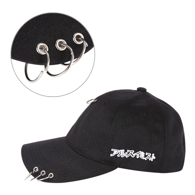 

2020 GD Same style with A Ring Cap Clip Ring Embroidery Cotton Unisex Snapback Hip Hop Hat Baseball Baseball Cap, Black
