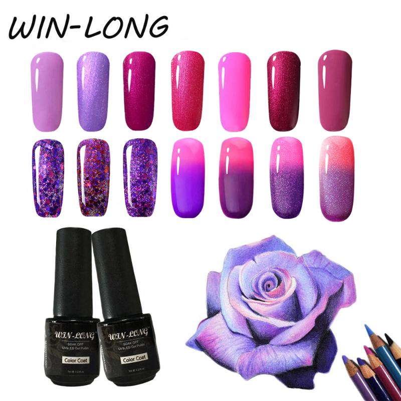 

WIN-LONG Chameleon Nail Polish Color Changing Nail Gel Polish UV Gel Soak Off Temperature Chaning Color Art Kits 7ML, 9856