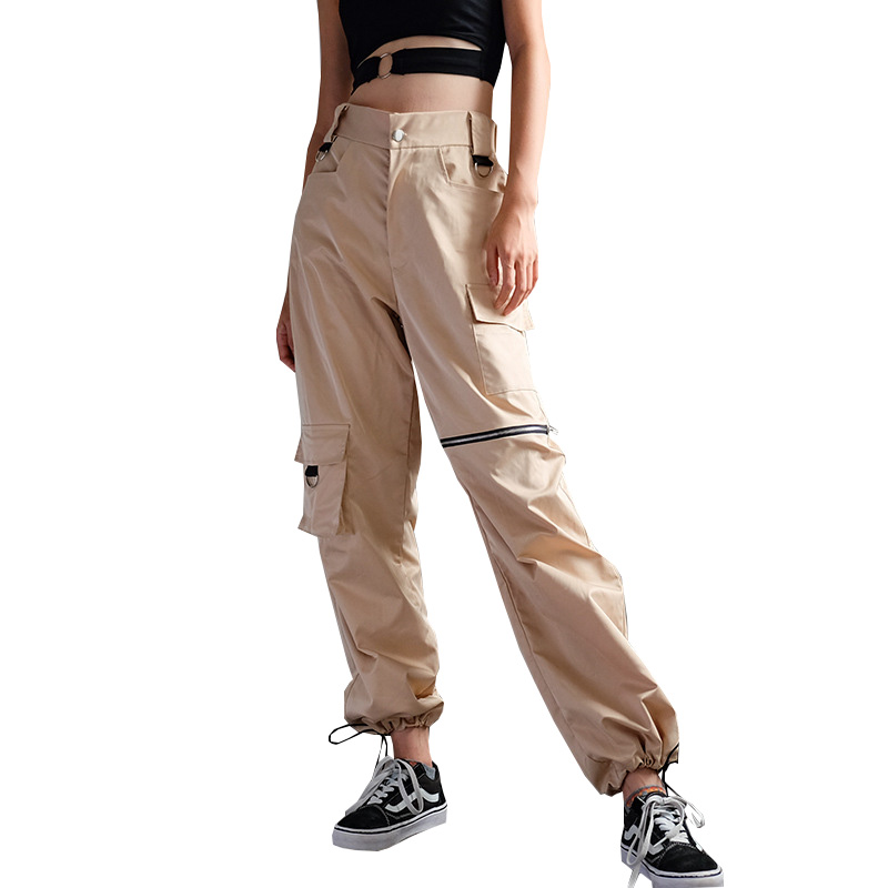 

2020 Chic Khaki Female High Waist Joggers Cardo Women Ankle Length Pants Cool Black Trousers