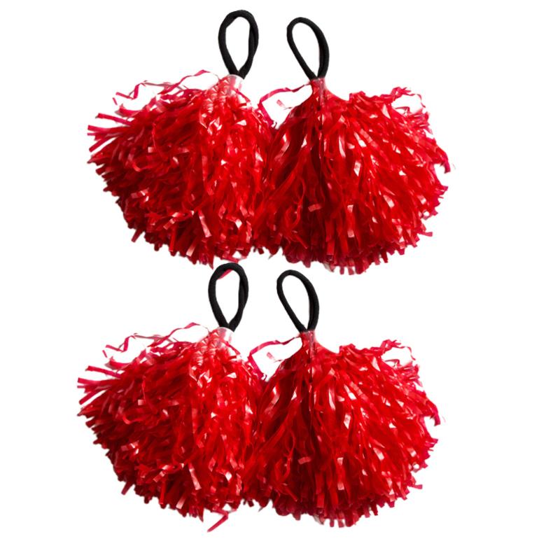 

2Pairs of Tassel Design Wristband Cheerleading Bracelet Party Supplies Wrist Straps Favors for Adult and Child (Red