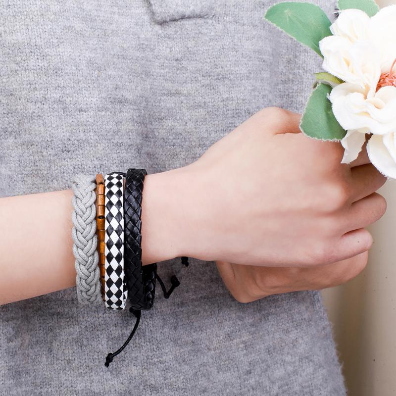 

CR Vintage Feather Multilayer Leather Bracelet Men Fashion Braided Handmade Star Rope Wrap Bracelets & Bangles Male Gifts