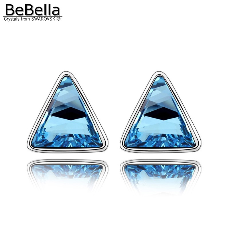 

BeBella trendy triangle crystal stud earrings with Crystals from trendy jewelry for women girl Christmas gift