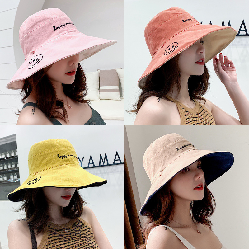

Beanie/Skull Caps Summer Double-sided Fisherman's Hat Children Korean Tide Sun Joker Sunscreen UV Visor Thin Basin Hats, White