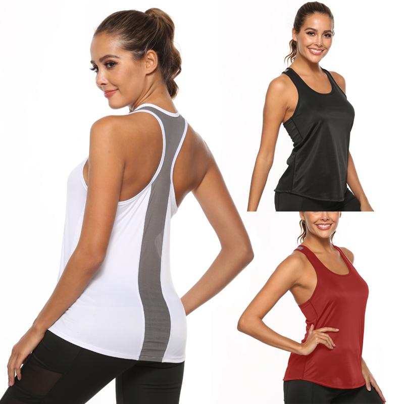 

Sleeveless Racerback Yoga Vest Sport Singlet Women Athletic Fitness Sport Tank Tops Gym Running Training Yoga Shirts, Black