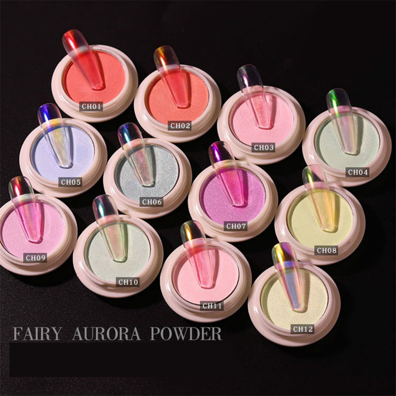 

CHUNSHU Glitter Nail Powder For Nails 1G Solid Aurora Neon Pigment Nail Polish Chrome Rainbow Dust Art Manicure Super Shine