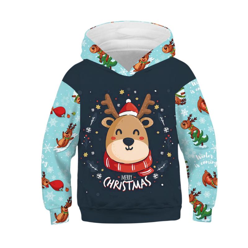 

2020 New Winter Kids Christmas Sweaters for Boys Girls Cute elk Print Hoodies Sweater Teens Child Cotton Outwear Clothes, 95