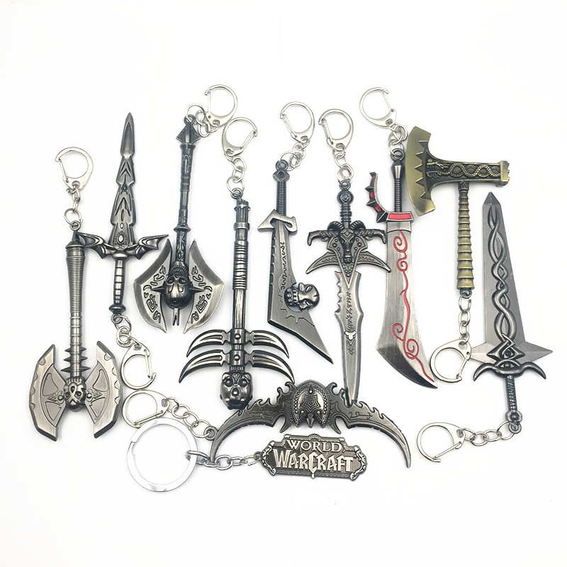 

Game Keychain 12cm Model Lich King Frostmourne keyring The Horde The Alliance Accessories Key Chains Souvenirs Gifts