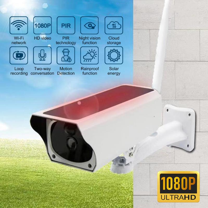 

Solar WiFi IP Camera 1080P HD Outdoor Charging Battery Wireless Security Camera PIR Motion Detection Surveillance CCTV, No battery