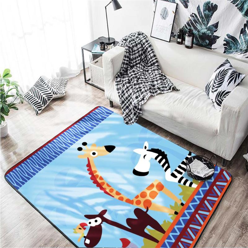 

Carpets Cartoon Giraffe Kids Room Decor Children Play Mat Area Rugs Flannel Soft Animal Living Carpet, No-01