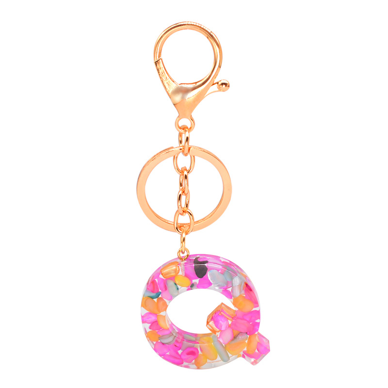 

Handmade High Quality Gold Plated Keychains 26 Letters Resin Car Key Ring Wallet Chain for Sale