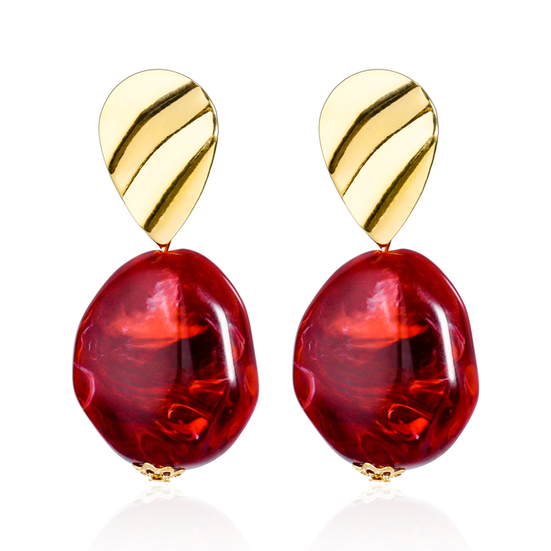 

VCORM New Fashion Korean Natural Stone Earrings For Women Statement Red Dangle Drop Earrings 2020 double eleven Jewelry Gift