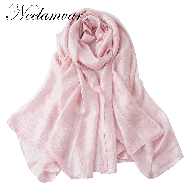 

Neelamvar New 190*110 cm Oversize Linen Silk Shawl Plain Solid Scarves women Beach Muslim Headband Hijabs women scarf