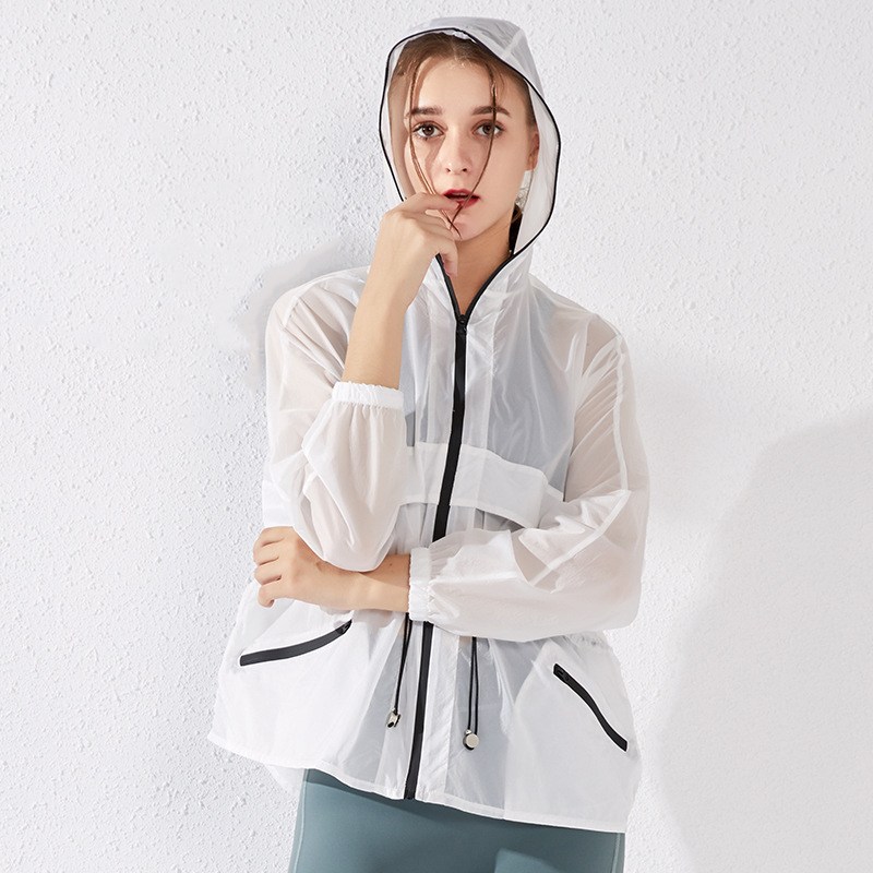 

Autumn New Drawstring Waist Sun Protection Clothing Women Long Sleeve Zipper Hoodie Loose Quick Dry Women Running Sports Jacket, Green