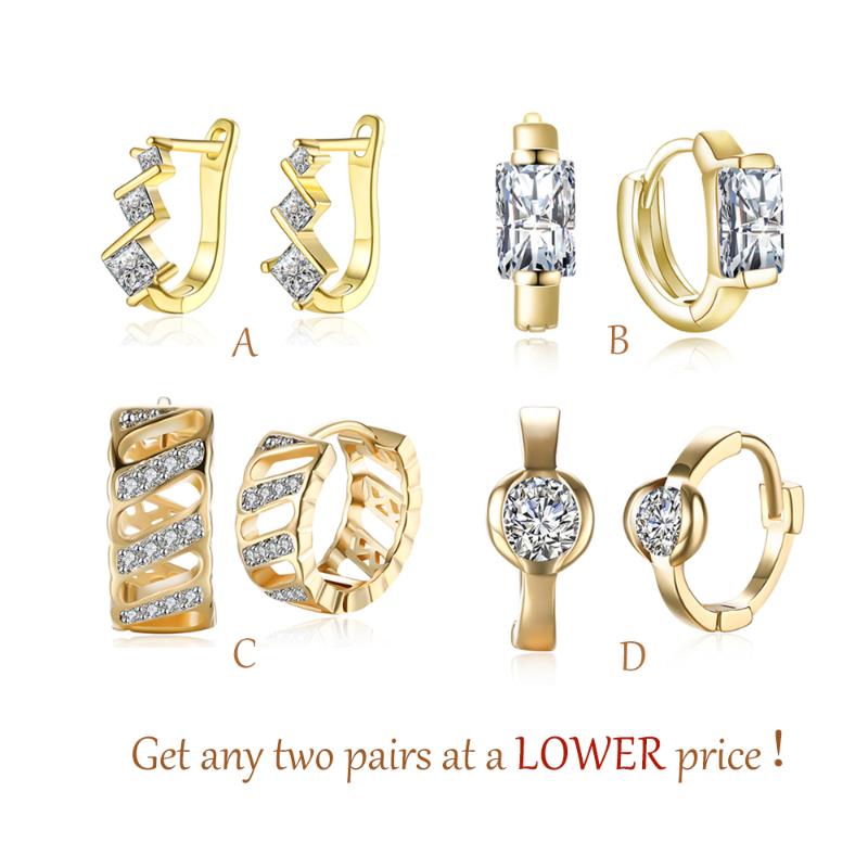 

Luxury Square Round Hoop Earrings for Women with Shiny Cubic Zirconia Earring Gold Color Earring Suitable for Parties