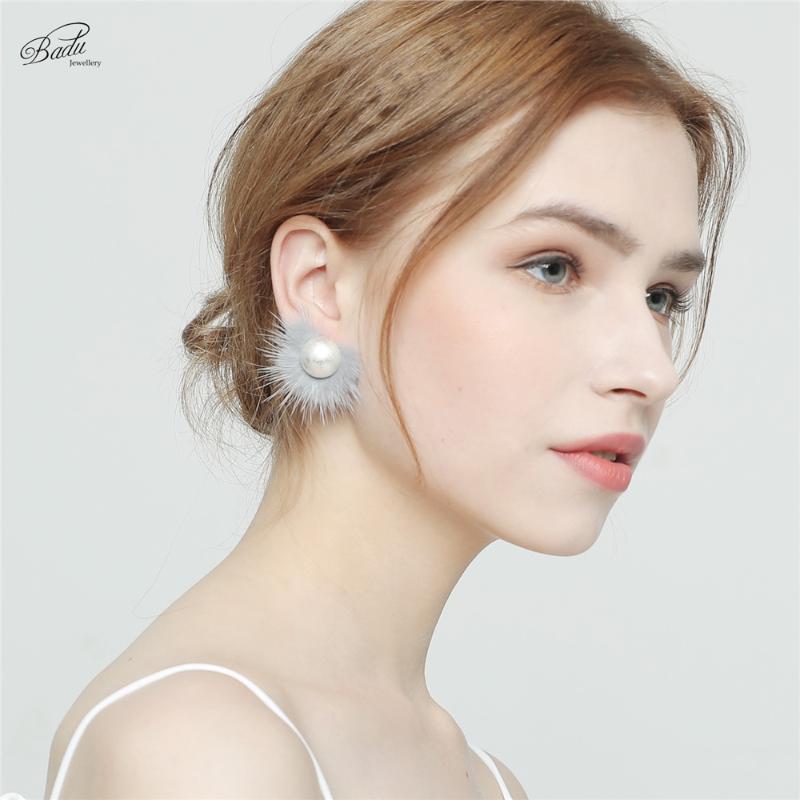 

Badu Cute Stud Earring Women Round Ball Charms Jewelry Korean Style Girls Fashion Gift