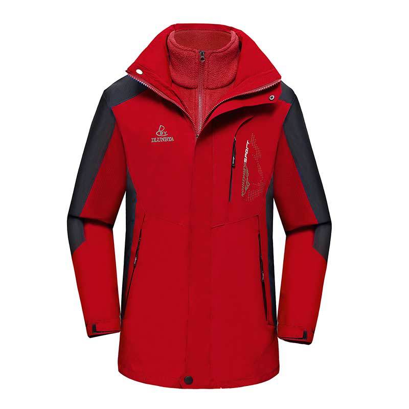 

Outdoor Ski Suit Two-Piece Set Three-in-One Men and Women Celebrity Style Waterproof Windproof Work Clothes Raincoat Jacket Prin, Blue