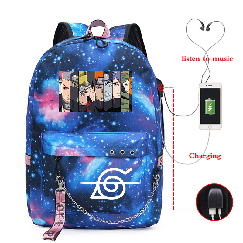 2021 Naruto Akatsuki Backpack Girls School Bags Anime Backpacks