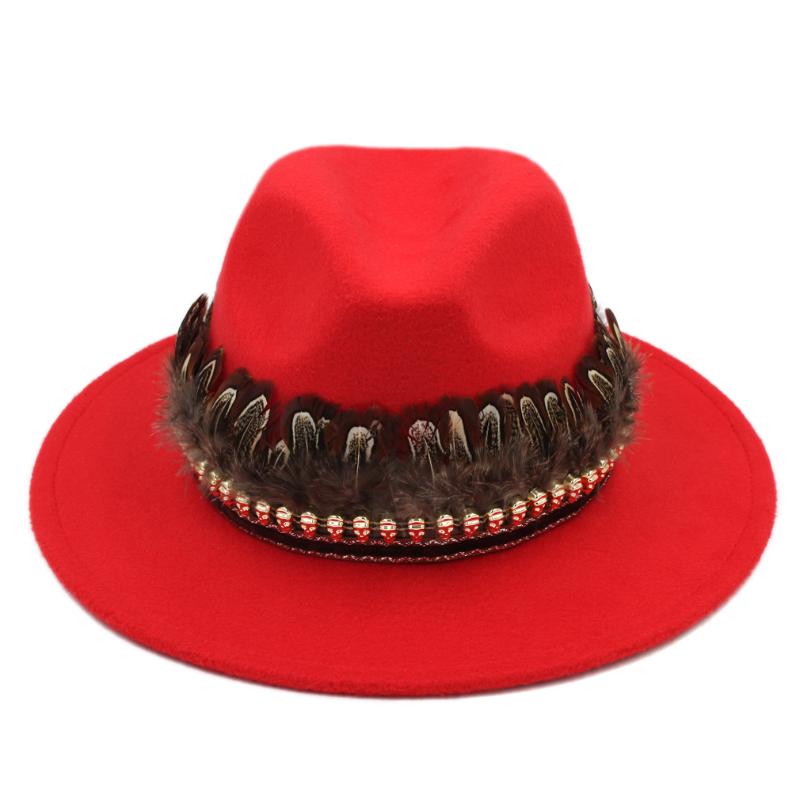 

Mistdawn Retro Panama Hat Fedora Trilby Costume Cap Wide Brim for Women Men Feather Band Size 56-58cm BBQ, Black
