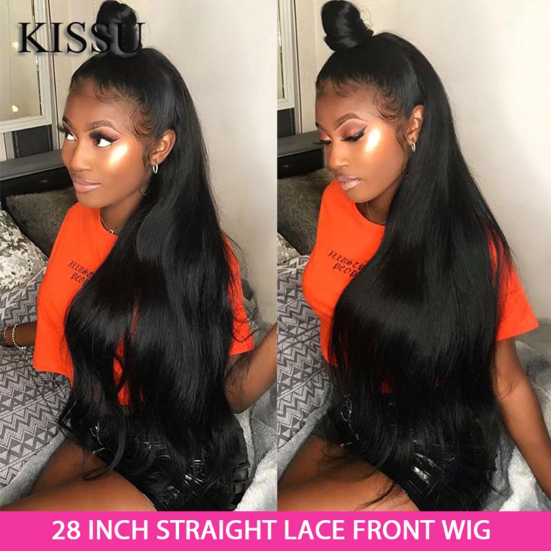 

28 Inch Lace Front Wig Straight Lace Front Wig Brazilian Human Hair Dtraight Wigs Human Hair Straight For Women, Medium brown lace