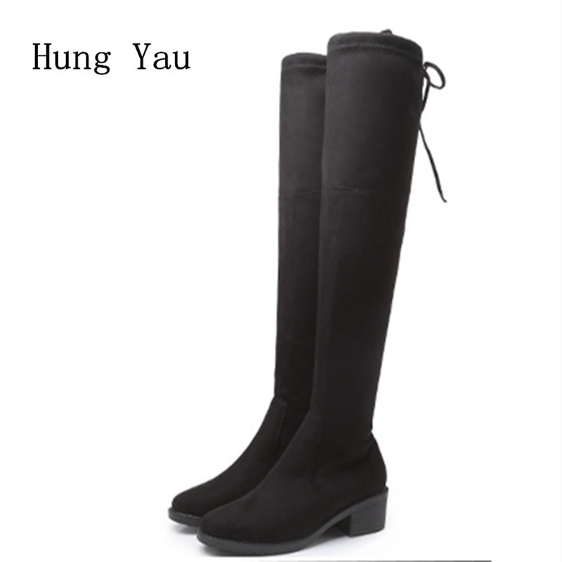

Women Snow Boots Over-the-Knee 2020 Winter Short Plush Female Casual Shoes Woman Flat Fashion Lace Up Platform Plus Size 34-43, Gx-2 black
