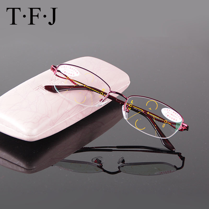 

Progressive Multifocal Reading Glasses Women Design Half-rim Fashion Red Office Lady See Near And Far TOP 0 ADD +1 To +4