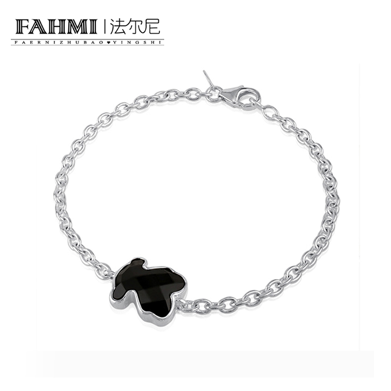 

FAHMI 100% 925 Sterling Silver Charm Black Agate Color Bracelet Warm Sweet Bracelet 215431670 Bear Zircon Original Wedding Gift
