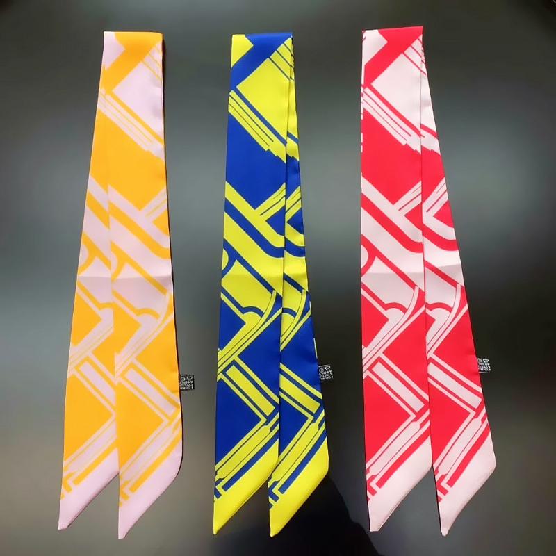 

New small slender narrow long small scarf tied bag handle scarves ribbon skinny scarves stripe geometry
