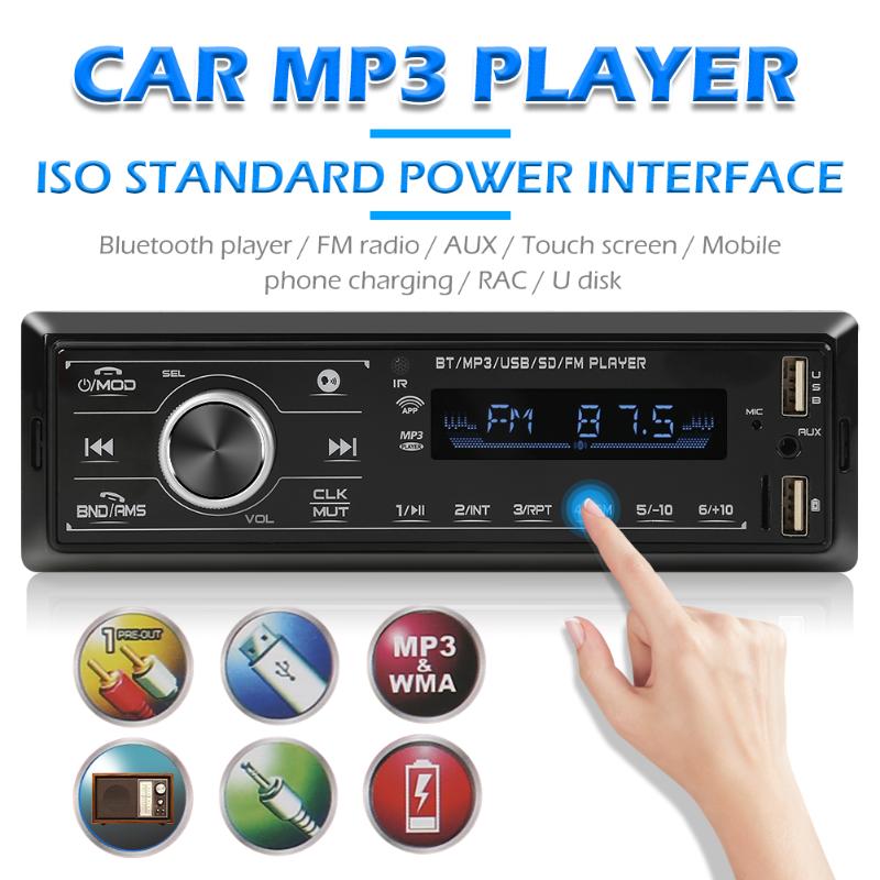 

Single DIN Car Stereo MP3 Player Bluetooth FM Radio Auto Electronics Accessories for Dash Head Unit AUX-in Digital Media Receive