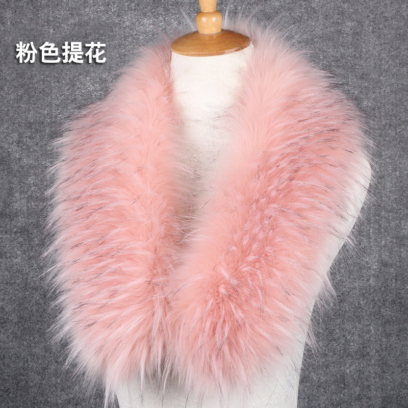 

Qearlstar Women Scarf Faux Raccoon Fur Collar Winter Warm Luxury Fashion Scarves 70-90cm For Jackets Coat Accessories YT03
