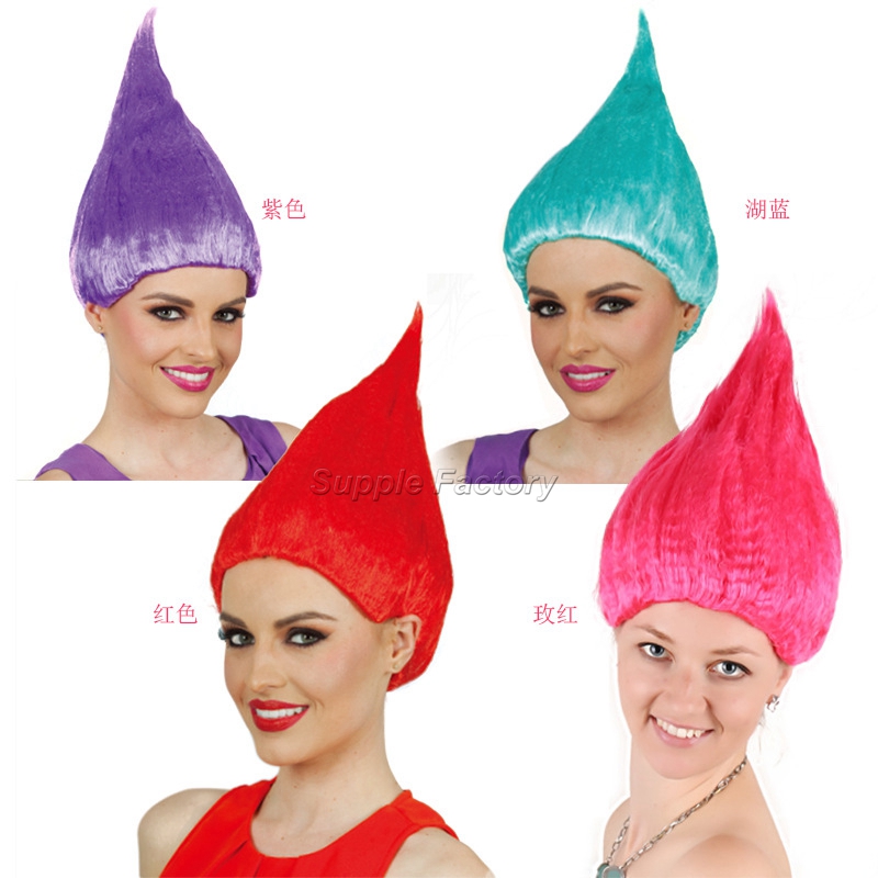 

10 pcs Trolls Wig for Kids Adults Pink Green Purple Orange Costume Cosplay Party Supplies Party Cosplay Wig 8 Colors In Stock