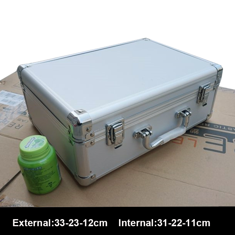 

Multi functional small portable aluminum alloy toolbox parts box household stationery storage box protection case with foam
