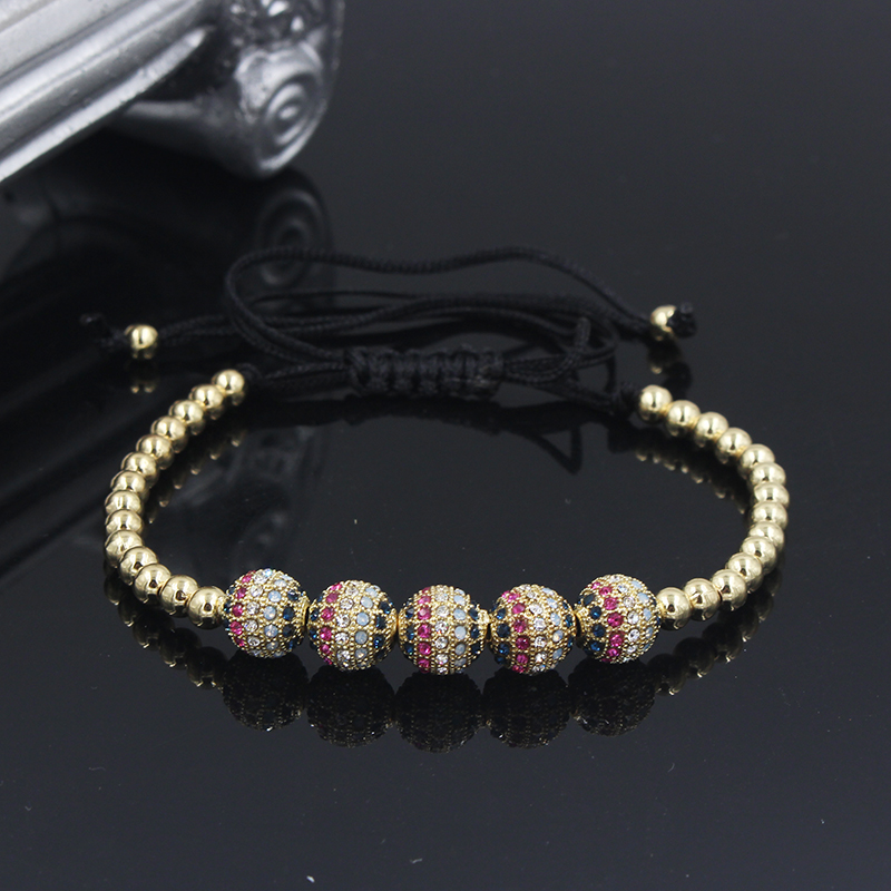 

Anil Arjandas Men Bracelets 8mm Brass Beads Pave CZ Briading Macrame Bracelet for Men Women Charm Bracelet