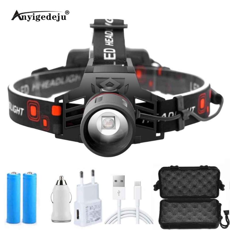 

USB LED headlamp fishing headlight XML T6 3 modes Zoomable lamp Waterproof Head Torch Head lamp use 18650 For camping