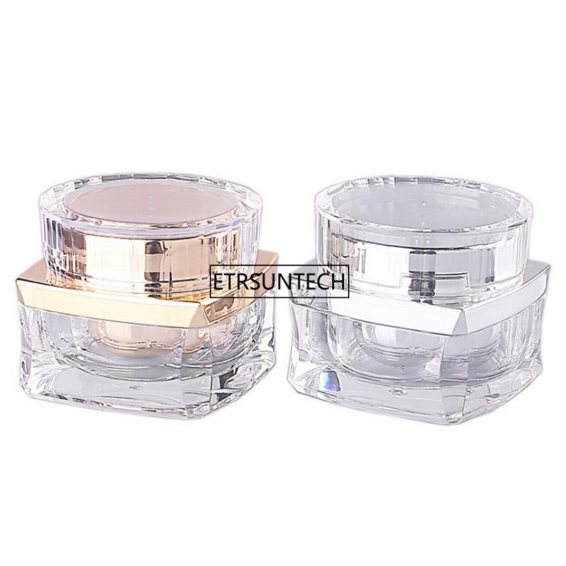 

100pcs 15g Gold Silver Acrylic Cream Jar Eye Cream Nail Lotion Bottles Empty Cosmetic Packaging Cosmetic Jar F3390