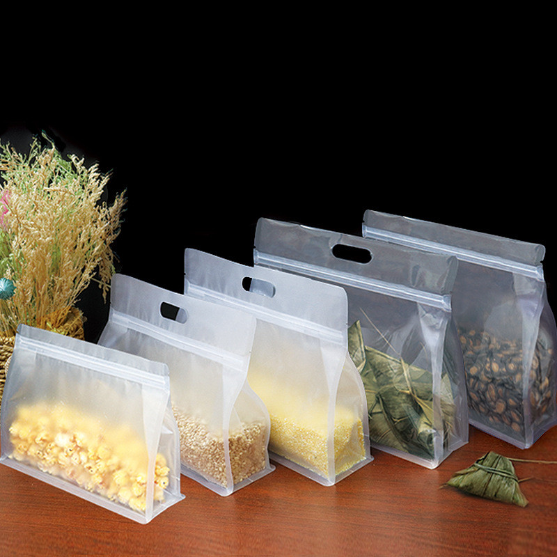 

Transparent Zip Self Sealing Bag Long Square Seal Frosted Storage Bags Stand Up Packaging Plastic Wrapping Material