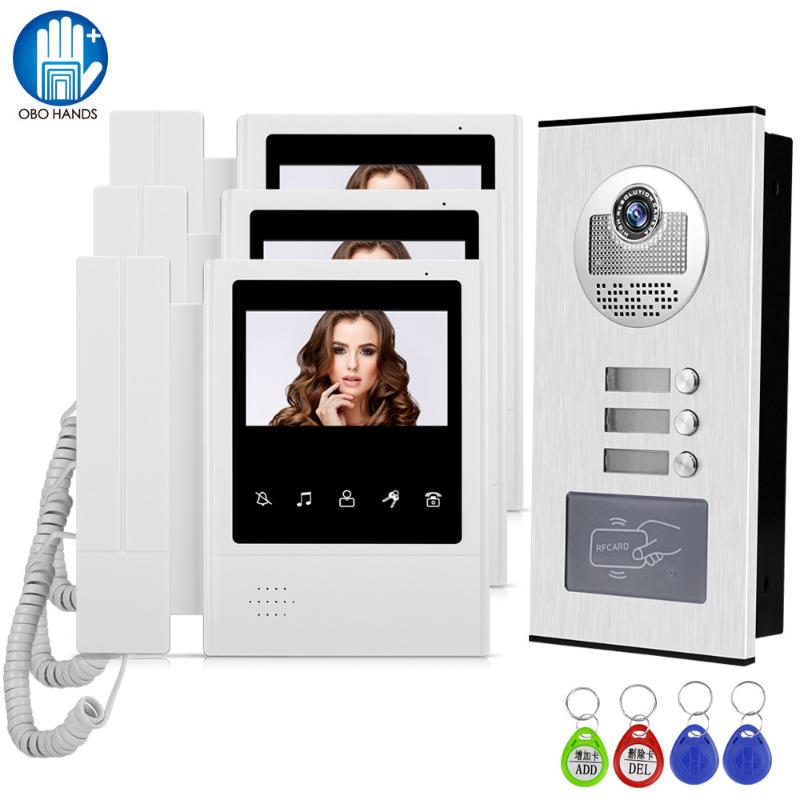 

OBO Hands 4.3 inch TFT Color Video Doorbell Video Intercom System Wired Door Bell interphone Screen Monitor for Home