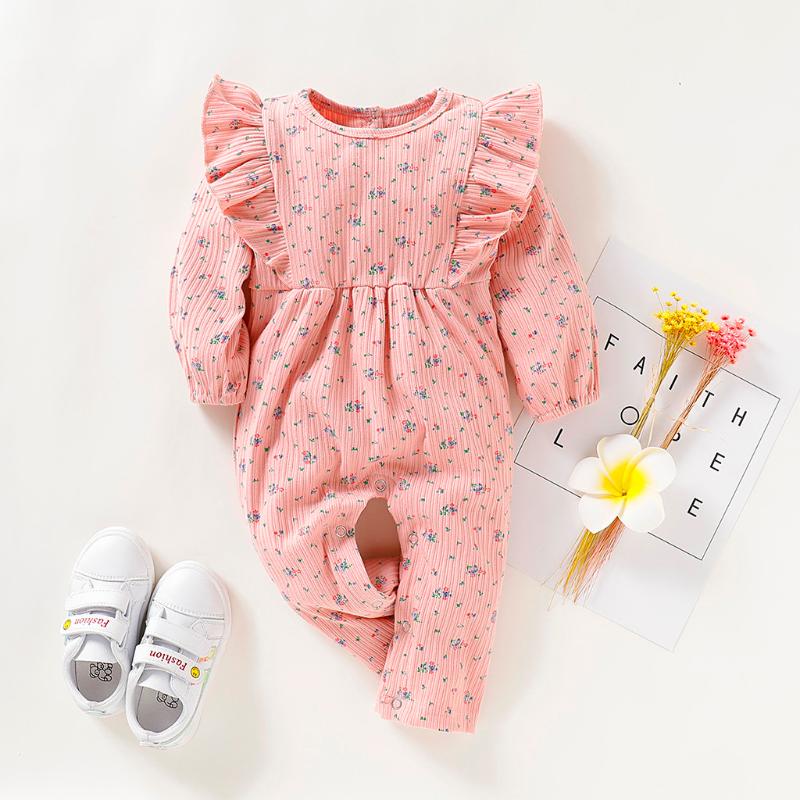 

Cotton Romper Autumn Winter Newborn Infant Baby Girls Long Sleeve Ruffles Floral Print Jumpsuit Costume Jumpsuit Baby Clothes, 03