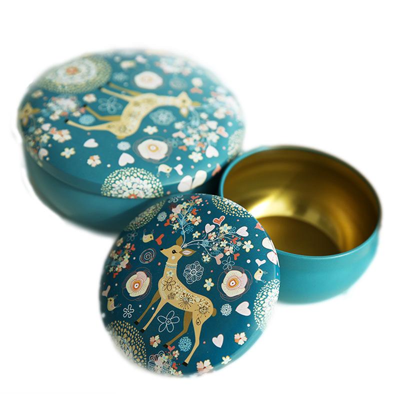 

Tinplate candle jar candy gift box empty wedding retro small deer tin can drum shape metal cute round creative storage