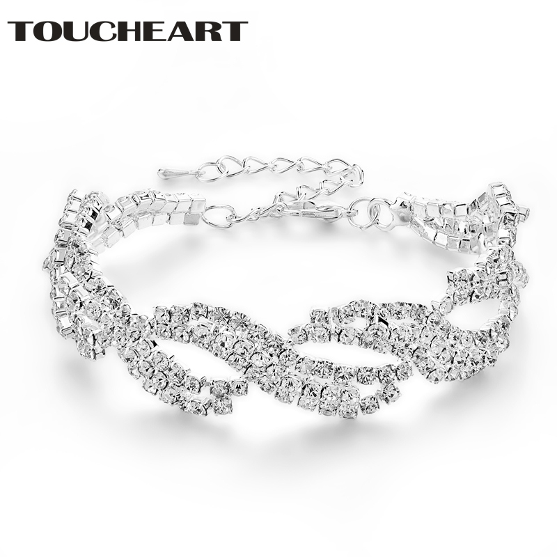 

Charm Bracelets TOUCHEART Luxury Crystal For Women & Bangles Femme Bridal Wedding Fashion Jewelry Tennis Bracelet SBR170072