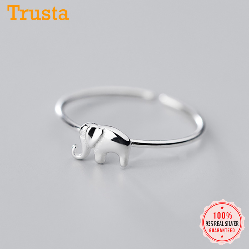 

Trustdavis Real 925 Sterling Silver Fashion Minimalist elephant Opening Rings For Women Wedding Party Fine S925 Jewelry DA1294