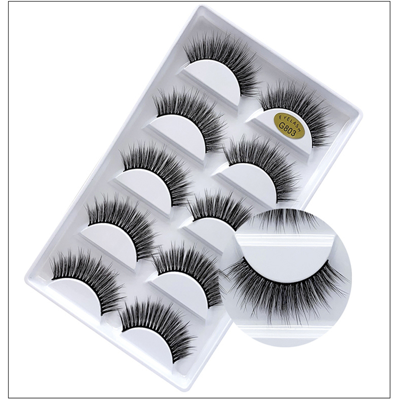 

New 5 pairs of 3D mink false eyelashes natural long lasting thick eyelash extension