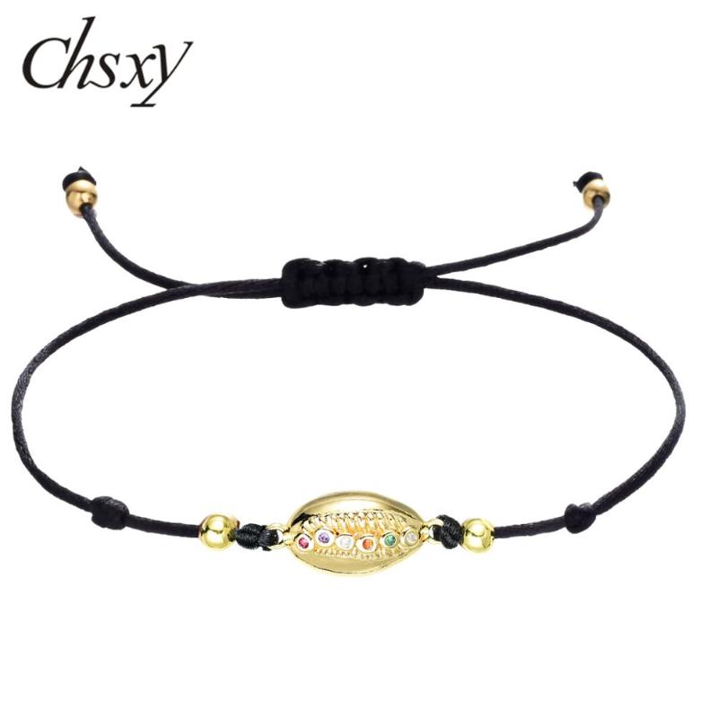 

CHSXY Lovely Cubic Zircon Shell Charm Bracelet Gift Lucky Red Rope Thread Braided Bracelets for Women Kids Jewelry Pulsears