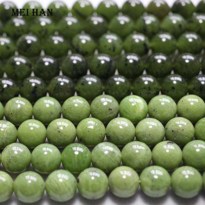 

Meihan Wholesale natural 10mm A+ Canadian jadeite nephrite smooth round loose beads for jewelry making DIY design