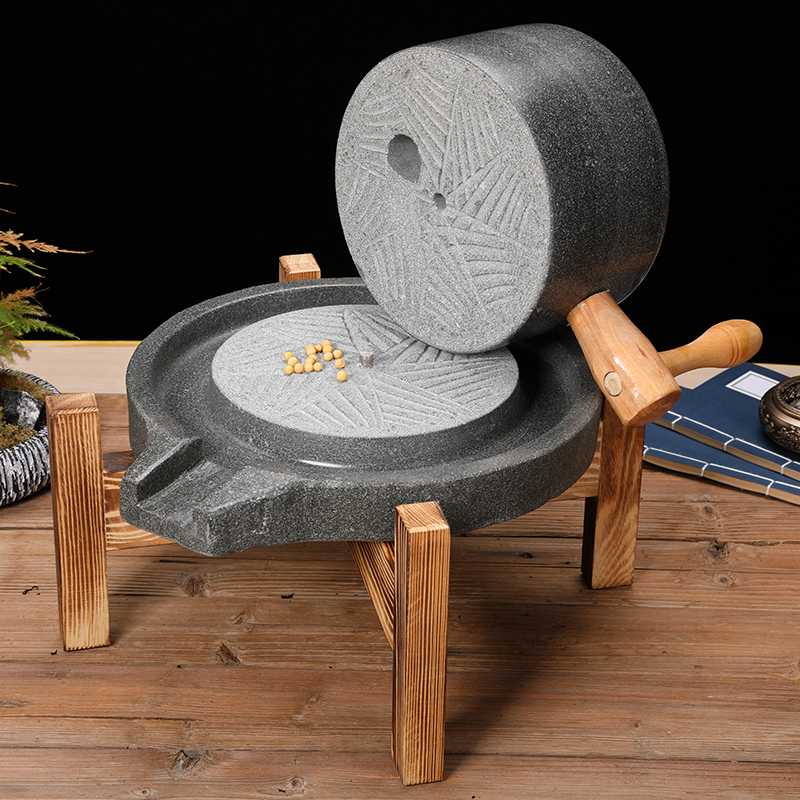 

Family stone mil stone grinder mill Soy milk Material With old fir shelf Handmade small
