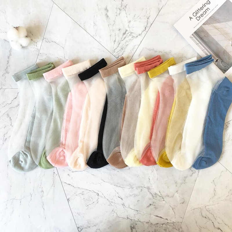Ankle Short Socks For Women Girls Thin Fashion Elastic Cotton Transparent Sock Funny Cute Fashion hosiery-image-584956167