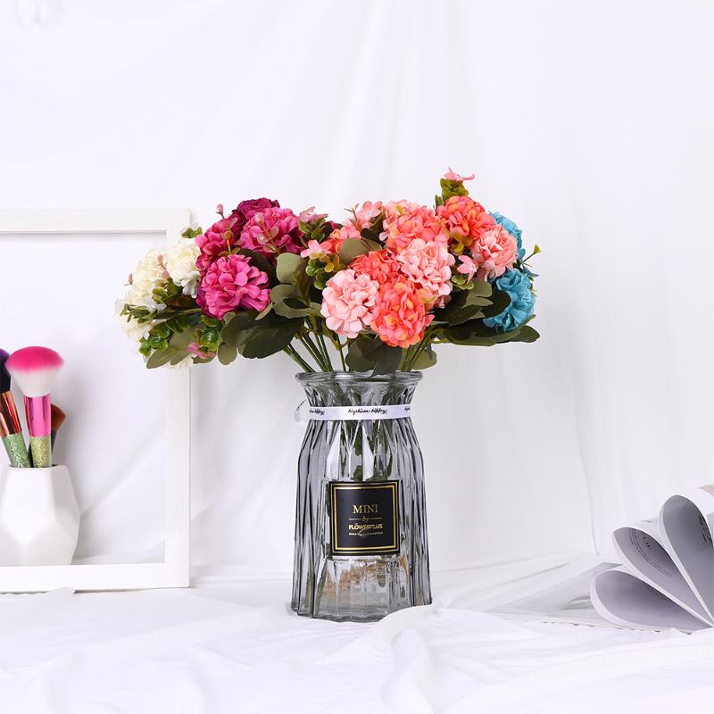 

1 Bunch 10 Flower Heads Beautiful Silk Artificial Hydrangea Gerbera Flower Decoration Fake Flowers Bouquet Home Wedding Decor, Purple